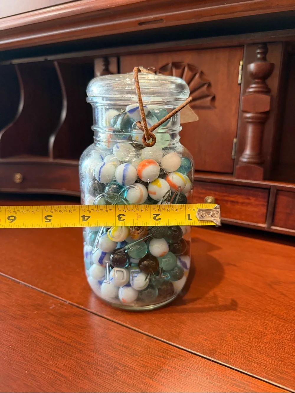 Vintage Marbles - Ball Mason Jar Filled with Colorful Glass Marbles